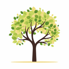 Tree with green leaves, vector