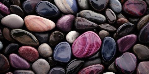 Obraz na płótnie Canvas River pebbles background. Generative AI