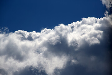 Naklejka na ściany i meble A large white cumulus cloud fills the sky blue