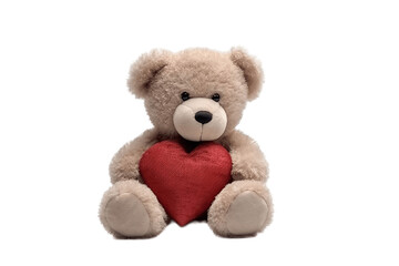 Teddy Bear Holding Heart Isolated on a Transparent Background. AI