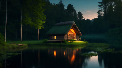 Fototapeta premium house on the lake