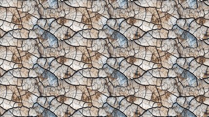 Fototapeta premium Seamless cracked dirt pattern, created with AI Generative Technology