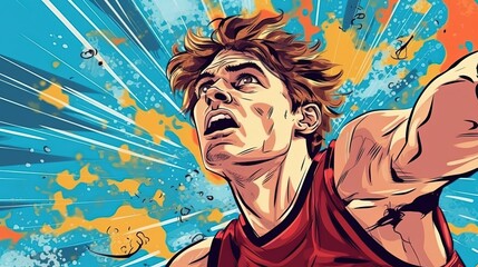 Basketball player making a layup . Fantasy concept , Illustration painting.