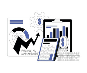 Obraz premium Business Financial Management and Cost Optimization with Chart and Graph Vector Illustration