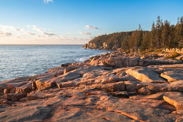 Acadia National Park sunrise coastline near Bar Harbor, Maine