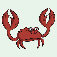 Red Crab Cartoon Sea Animals Character Design