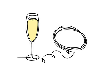 Drawing line color wineglass with comment on the white