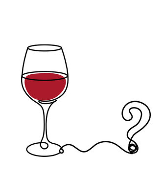 Drawing line color wineglass with question mark on the white