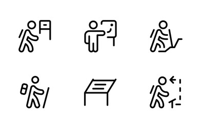 Trekking icon, Hiking vector set design with Editable Stroke. Line, Solid, Flat Line, thin style and Suitable for Web Page, Mobile App, UI, UX design.
