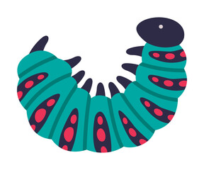Bright Caterpillar as Larval Stage of Insect Crawling and Creeping Vector Illustration