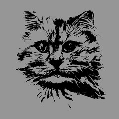 Cat head vector graphic T shirt design. Apparel clothing prints eps svg png. Cats Realistic graphics designs posters stickers. Download it Now in high resolution format and print it in any size