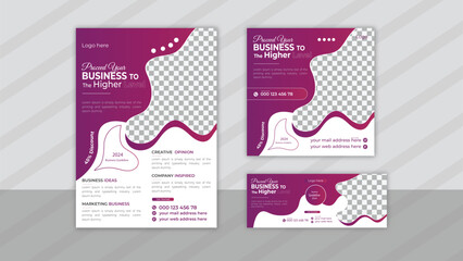 Business Flyer design with social media post and Facebook cover template . Vector and editable layout for business  company . 