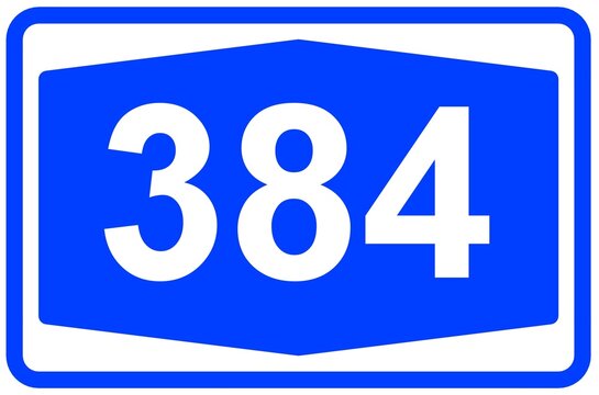 Illustration eines Autobahnschildes der Autobahn 384 in Deutschland	