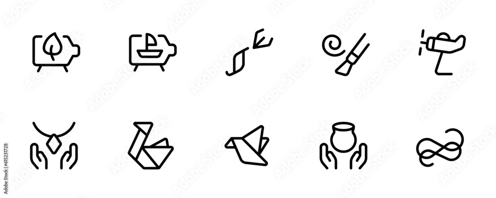 Fototapete craft icon, design and art vector set design with editable stroke. line, solid, flat line, thin styl