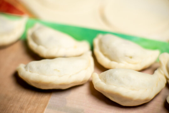 Homemade handmade dumplings close-up. Slovenian cuisine.