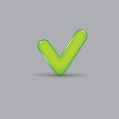 Green tick check mark, box, sign. Vector illustration	