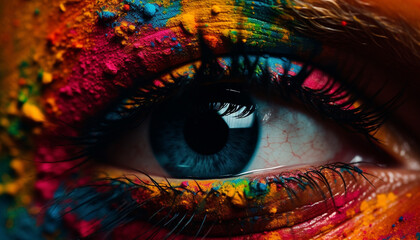 The vibrant colors of her multi colored iris were mesmerizing generated by AI