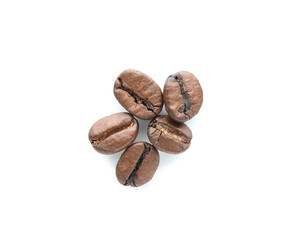 Natural coffee beans on white background