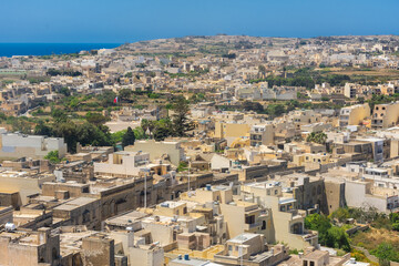 Fototapeta na wymiar Cityscape of Victoria, main city of Gozo island, Malta