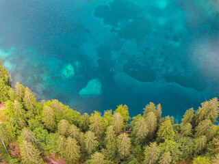 Fototapeta na wymiar Lago di Fusine - The Lakes of Fusine in Valromana Italy