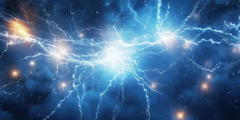 Blue electric lightning background. Generative AI