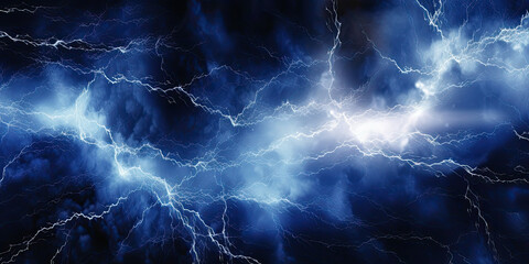 Blue electric lightning background. Generative AI