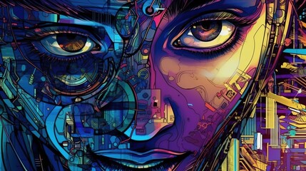 Access to technology and digital literacy concept . Fantasy concept , Illustration painting.