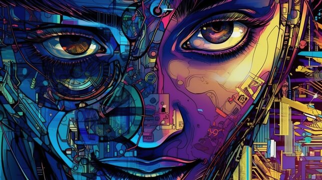 Access to technology and digital literacy concept . Fantasy concept , Illustration painting.