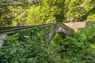 Obraz premium The Orrido of Saint Anna Church over the Cannobino River, Cannobio, Piedmont, Italy, Europe