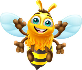 A honey or bumble bee cartoon flying bumblebee cute cartoon mascot
