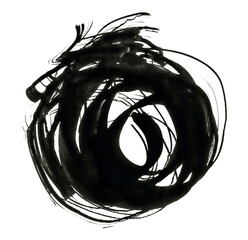Art Ink Black brushstroke painting smear ink, watercolor blot flourish. Abstract circle line stain...