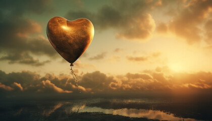 Fototapeta premium Love and romance soar on golden waves of celebration generated by AI
