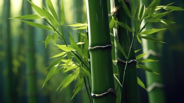 Green bamboo background. Generative AI