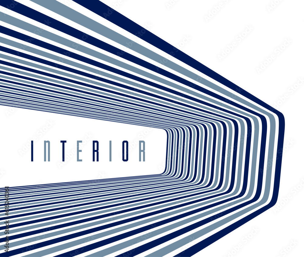Wall mural 3d abstract lines in perspective vector background, modern trendy design element, cool style layout 