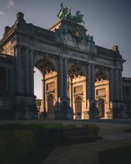 Famous triumphal arch in Brussels, Belgium in summer
