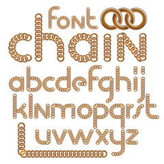 Vector script, modern alphabet letters set. Lower case decorative font created using connected chain link.