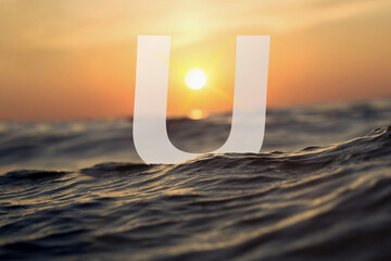 Discover a spellbinding sight as the letter "U" finds its aquatic home in the depths of the ocean. Bathed in a radiant underwater glow, this elegant symbol stands gracefully, embraced by vibrant Marin