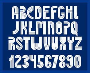 Abstract geometric original font vector typeset, logo creation alphabet minimal tech linear geometry style, stylish square unique tile letters set, uppercase and numbers set.