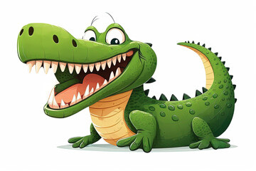 Fototapeta premium Happy Crocodile or Alligator on a White Background cutout isolated Cartoon Sticker Style Illustration