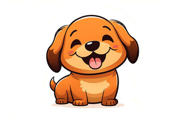Happy Dog on a White Background cutout isolated Cartoon Sticker Style Illustration