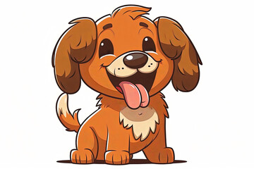 Happy Dog on a White Background cutout isolated Cartoon Sticker Style Illustration
