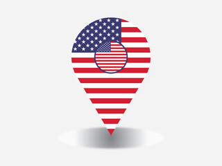 Vector Location Icon, Location Icon, USA flag location icon