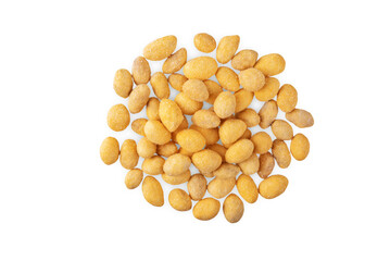 Cheese peanuts in a bowl on a white isolated background