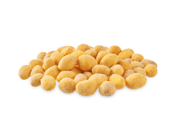 Cheese peanuts in a bowl on a white isolated background