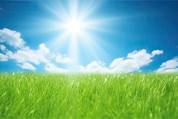 Fototapeta na wymiar serene green field under a clear blue sky