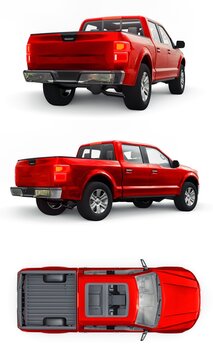 Rome. Italy. November 30, 2022. Ford F-150 Lariant. Large modern pickup truck with a double cab, glowing headlights. 3d rendering.