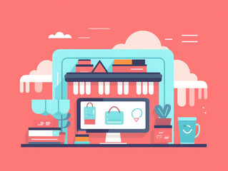 An online shopping experience vector illustration