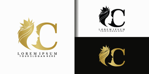 face beauty logo design with letter concept