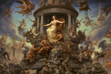 Roman mythology, with its pantheon of gods and goddesses influencing various aspects of life Generative AI