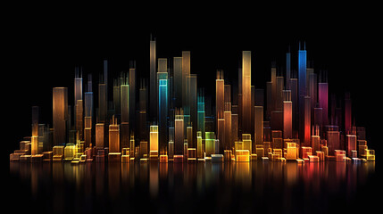 Abstract Metallic Gradient Colored Cityscape